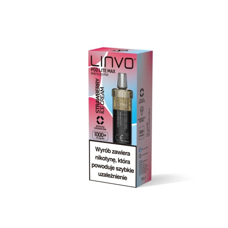 Wkład Vbar Linvo Pod Lite MAX - Crème Glacée à la Fraise 20mg (A25) | Eliq Vapoteur