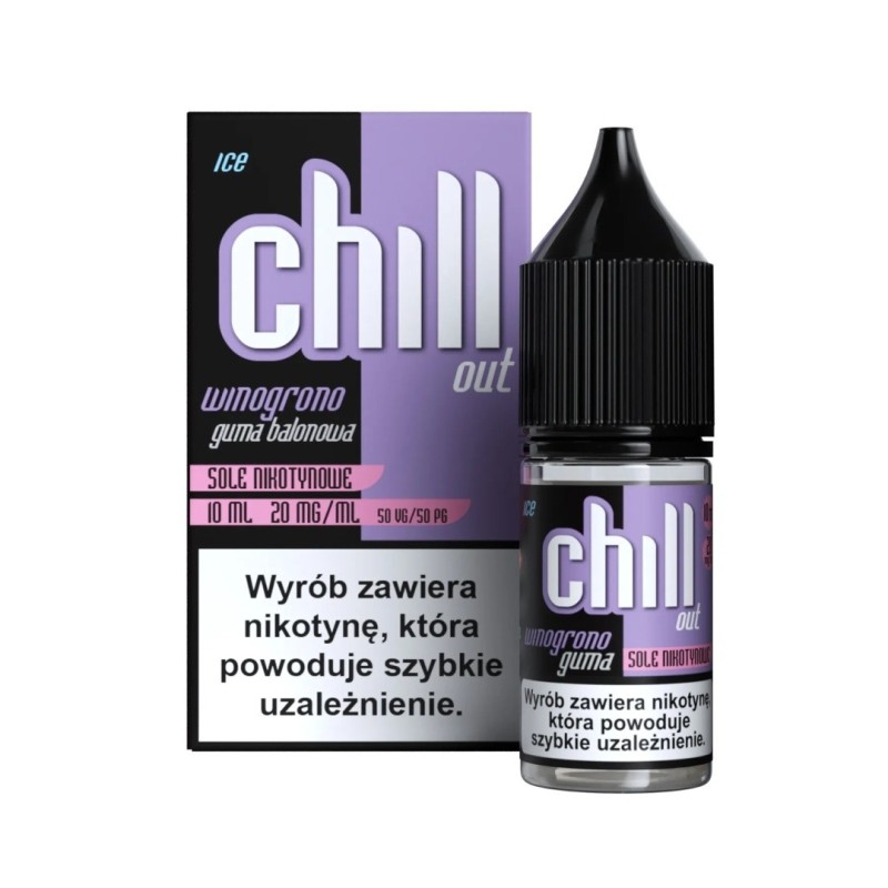 Liquid Chill Out Salt 10ml - Winogrono Guma Balonowa Ice 20mg (A25) | Eliq Vapoteur