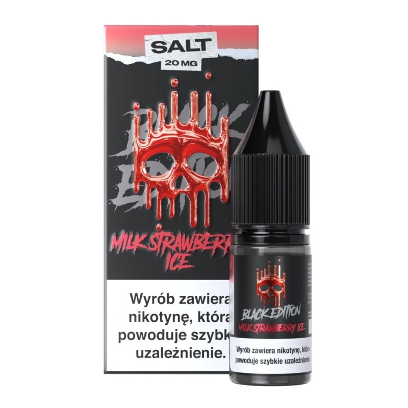 Liquid Dark Line Black Salt 10ml - Milk Strawberry Ice 20mg (A25) | Eliq Vapoteur